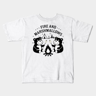 Fire and Marshmallows Camping Bear Kids T-Shirt